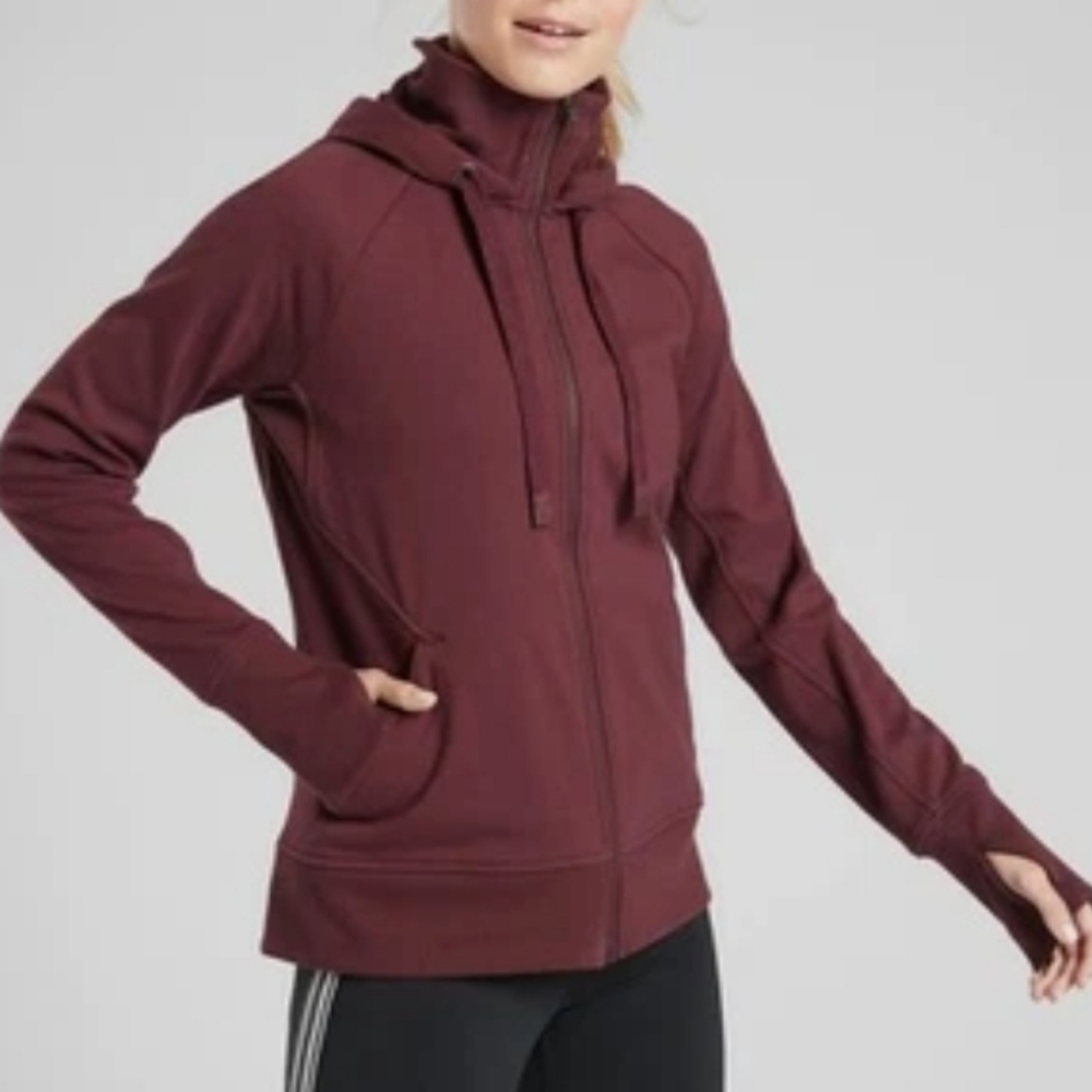 NEW Athleta Burgundy Zip-Up Hoodie - xxs - Picture 2 of 5